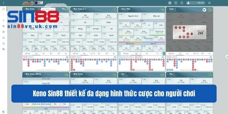 Keno Sin88 thiết kế đa dạng hình thức cược cho người chơi Keno Sin88 thiết kế đa dạng hình thức cược cho người chơi